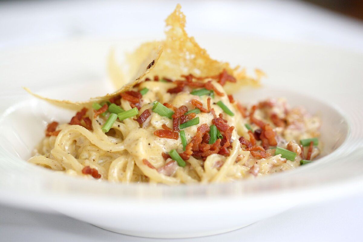 Карбонара с грибами и беконом